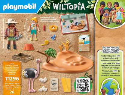 Playmobil 71296 Wiltopia Ostrich Nest, experiência de safári com efeito de aprendizagem animal, brinquedo educativo feito de material sustentável, dramatização divertida e imaginativa, conjuntos de jogos adequados para crianças a partir de 4 anos