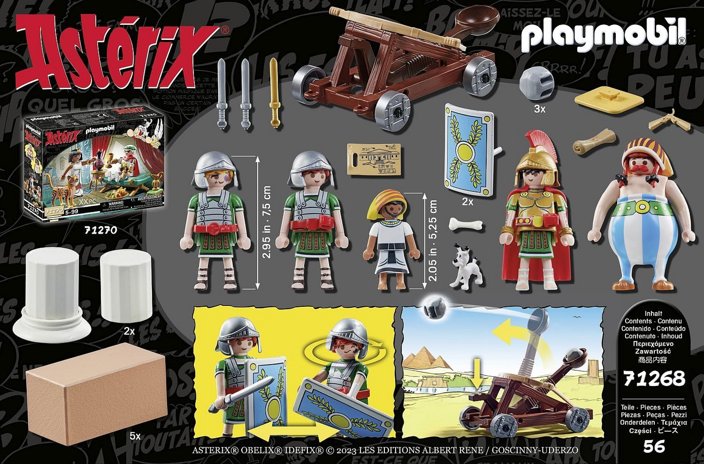 Playmobil  71268 Asterix: Edifis e a Batalha do Palácio, catapulta de trabalho dos romanos, coleção de bonecos, dramatização divertida e imaginativa, conjuntos de jogos adequados para crianças a partir de 5 anos