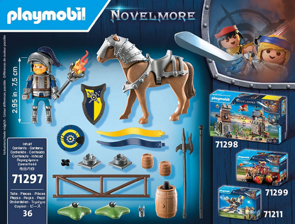Playmobil 71297 Novelmore - Área de justa medieval, emocionante treinamento de cavaleiros com cavalo, castelo medieval e brinquedo de cavaleiros, encenação divertida e imaginativa, conjunto de jogos adequado para crianças de 4 anos ou mais