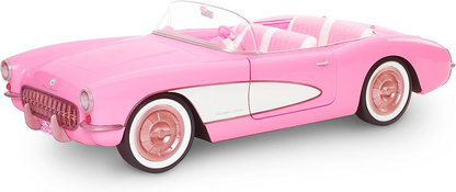 Barbie O Filme, Corvette conversível de inspiração vintage com pneus de parede branca e porta-malas, colecionável, HPK02