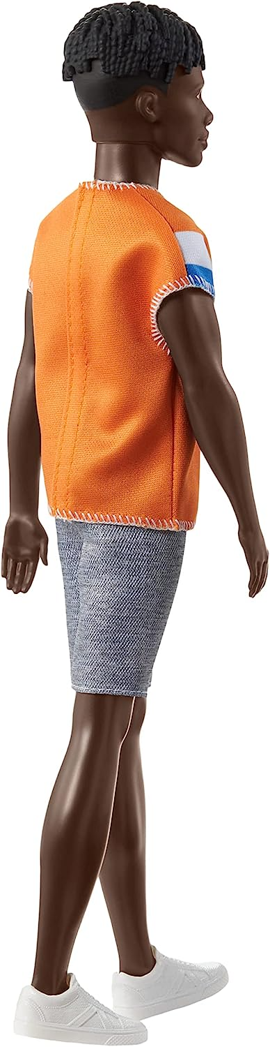Barbie Boneca, brinquedos infantis, Barbie Fashionistas, cabelo preto trançado e camisa esportiva laranja, roupas e acessórios, presentes para crianças, HJT08