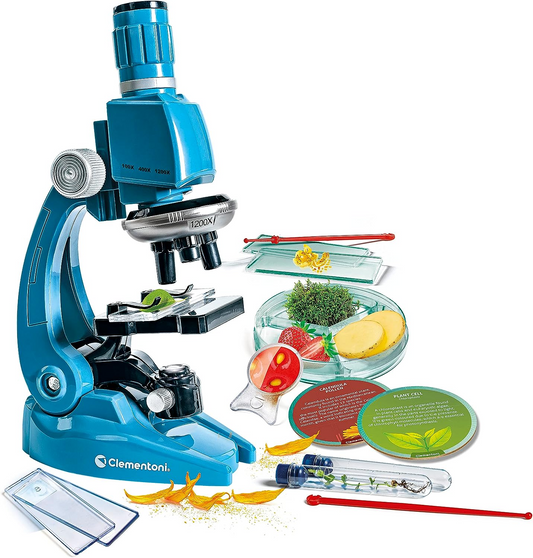 Clementoni 61365 Science & Play Lab-Super brinquedos educativos e científicos, microscópio para crianças de 8 a 12 anos, 1200X, kit de experimentos, versão em inglês fabricado na Itália, multicolorido