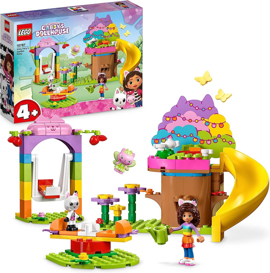 LEGO 10787 Gabby's Dollhouse Kitty Fairy's Garden Party Toy Playset com Gabby & Pandy Paws Figures plus Tree House, Swing, Slide & Roundabout, presente para meninas, meninos, crianças de 4 anos ou mais (pré-encomenda agora)