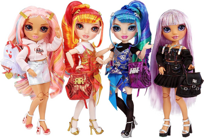 Rainbow Junior High  Edição especial - LAUREL DE-VIOUS - Boneca fashion posável vermelha e laranja de 9"/22,86 cm com acessórios e mochila macia aberta/fechada - Ótimo presente de brinquedo para crianças de 4 a 12 anos