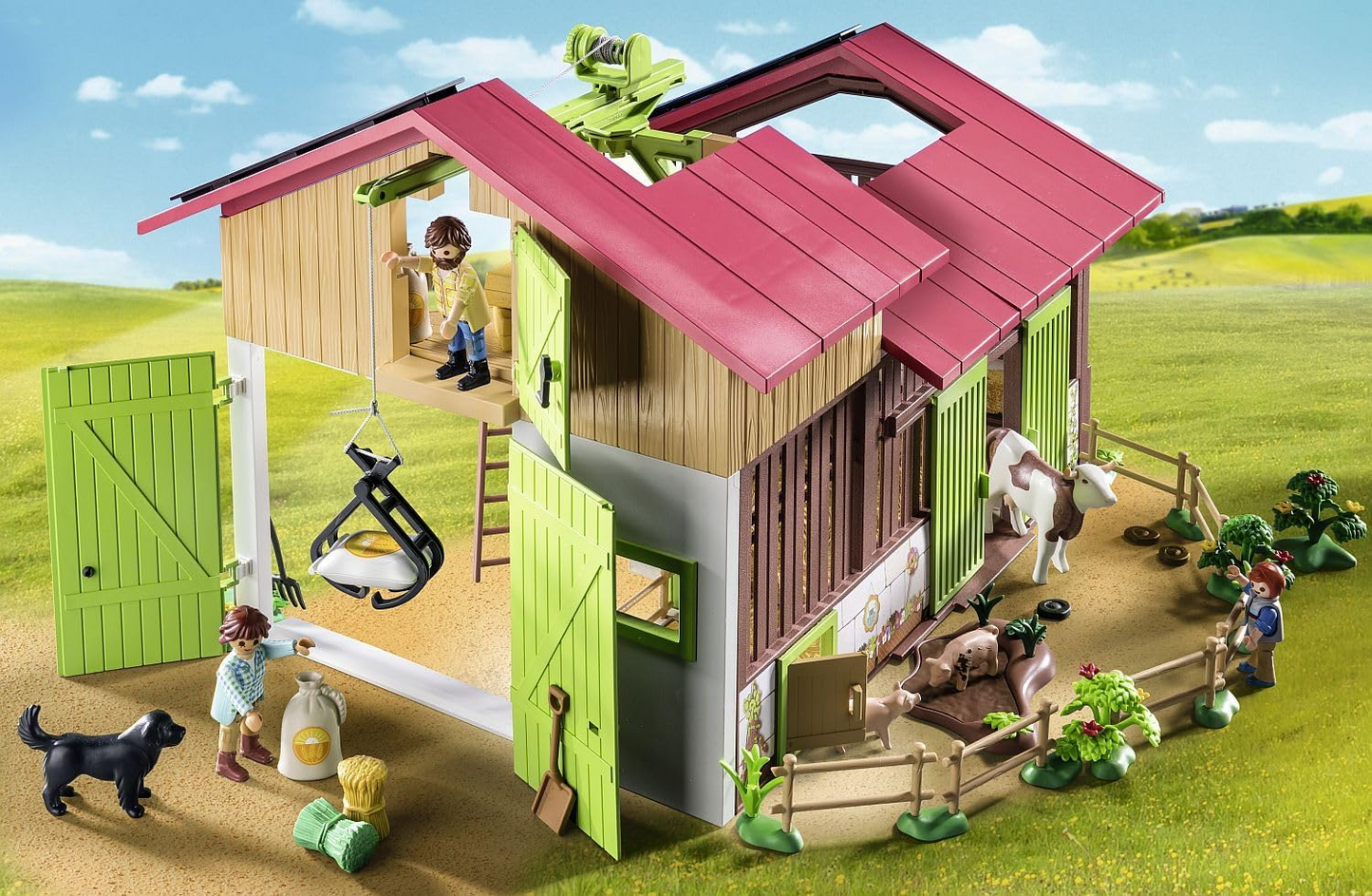 Playmobil 71304 Country Fazenda grande, feita de material sustentável com muitas funções e acessórios, dramatização divertida e imaginativa, conjuntos de jogos adequados para crianças a partir de 4 anos