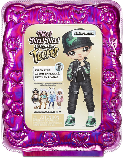 Na! Na! Na! Surprise 575528EUC Boneca da moda para adolescentes, colecionável, 27,94 cm, boneca de tecido macio, inspirada em dragão, Parker Scorch, 28 cm