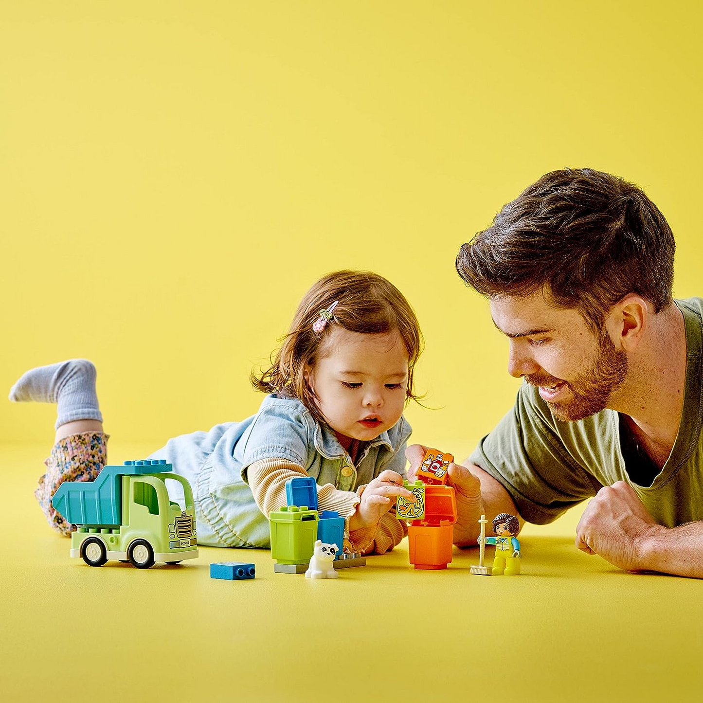 LEGO  10987 DUPLO Town Recycling Truck Bin Truck Toy, Learning and Color Sorting Toys for 2+ Year old Toddlers and Kids, Develop Fine Motor Skills Set