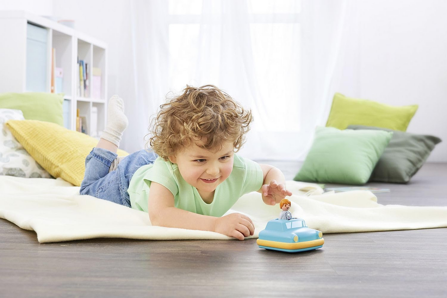 Playmobil  71323 1.2.3: Push & Go Car Carro de brinquedo interativo com motor de volante para crianças descobrirem funções básicas, conjuntos de jogos adequados para crianças de 12 meses ou mais