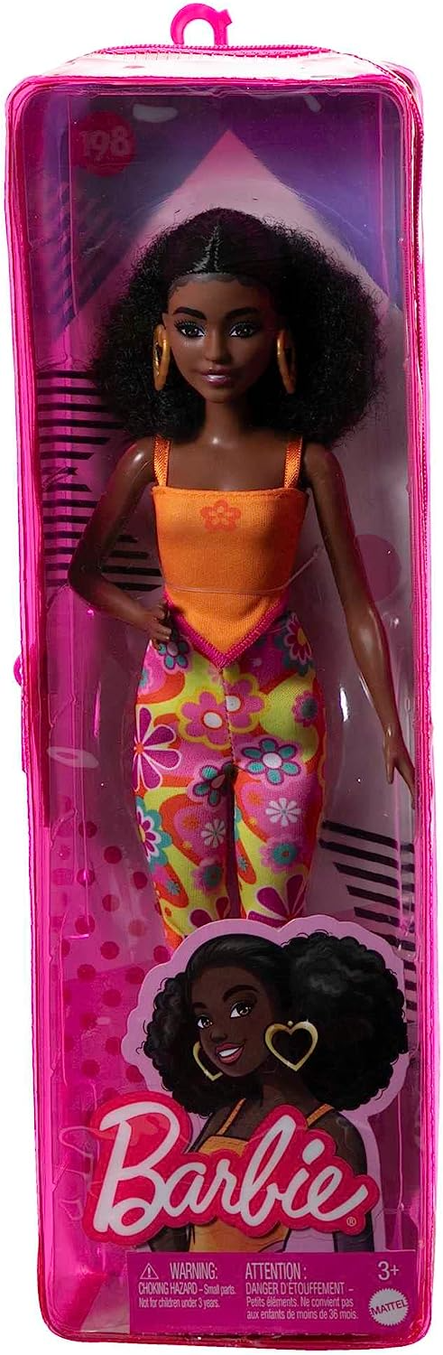 Barbie  Boneca, brinquedos infantis, cabelo preto encaracolado e tipo de corpo pequeno, Barbie Fashionistas, roupas e acessórios no estilo Y2K