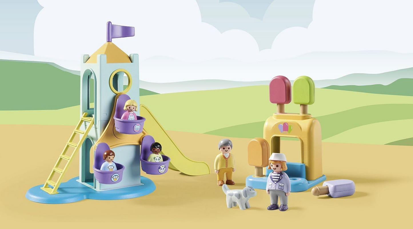 Playmobil  71326 1.2.3: Torre de Aventura com Barraca de Sorvete para crianças descobrirem e desenvolverem, conjuntos de jogos adequados para crianças a partir de 12 meses