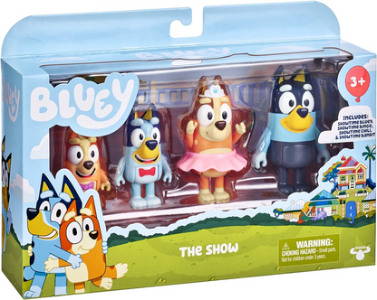 Bluey Pack de 4 compañeros de colegio; Figuras de acción coleccionables oficiales de Bluey de 2,5 a 3 pulgadas que incluyen a Jack, Pretzel y Mackenzie con sus propios accesorios para lonchera.