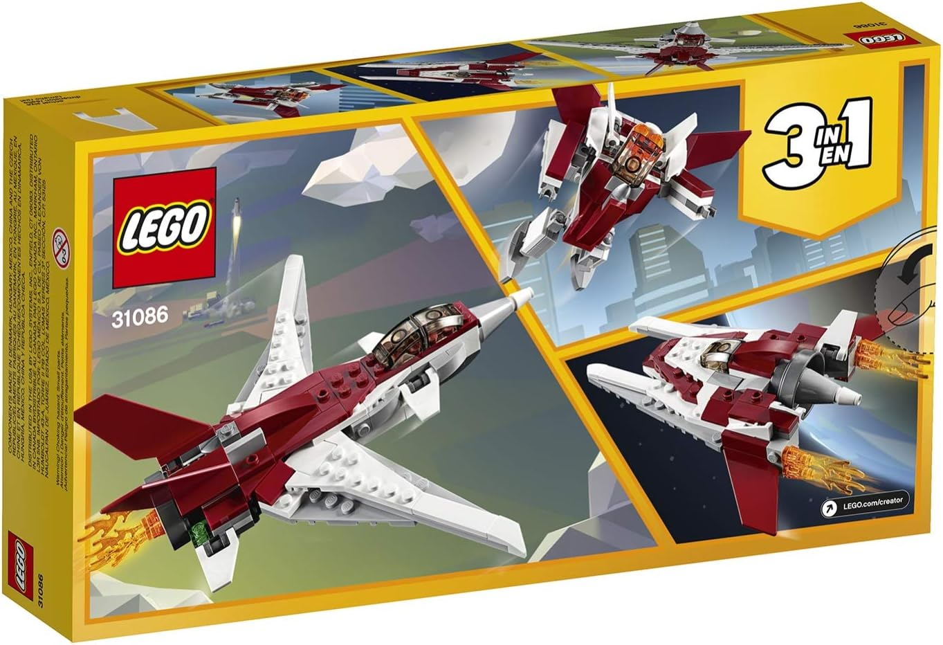 LEGO 31086 Creator Futuristic Flyer, Espaço e Robô 3 em 1 Conjunto de construção, Brinquedos de veículos para crianças de 7 anos ou mais