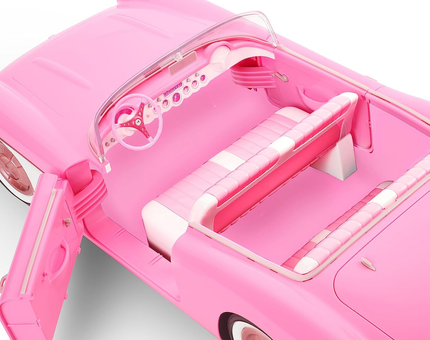 Barbie O Filme, Corvette conversível de inspiração vintage com pneus de parede branca e porta-malas, colecionável, HPK02