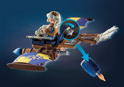 Playmobil 71211 Novelmore - Planador de Dario, planador voador com canhões de ferrolho, castelo medieval e brinquedo de cavaleiros, encenação divertida e imaginativa, conjunto de brinquedos adequado para crianças de 4 anos ou mais