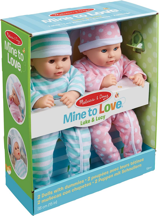 Melissa & Doug Luke & Lucy Twin Toy Baby Dolls I Twin Dolls Boy and Girl |Acessórios Baby Doll I Fingir Brincar I Idade 18 meses a 5 anos I Babydolls para meninas | Presente para meninas e meninos