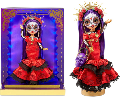 Rainbow High 2022 Celebration Edition Día De Los Muertos - MARIA GARCIA - Boneca de colecionador de moda (11 polegadas/28 cm) com pintura facial e bolsa calavera - Display iluminado e acessórios premium