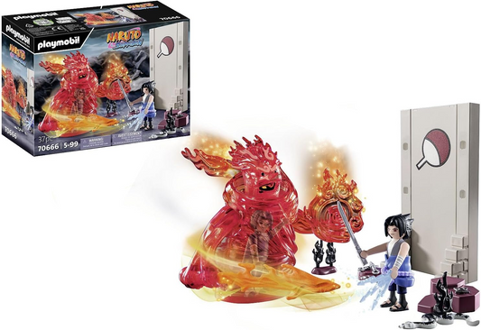 Playmobil  70666 NARUTO SHIPPUDEN Sasuke vs. Itachi, batalha entre irmãos com Mangekyou Sharingan e o espírito energético Susano'o, a vingança de Itachi, conjunto colecionável adequado para crianças e fãs com mais de 5 anos