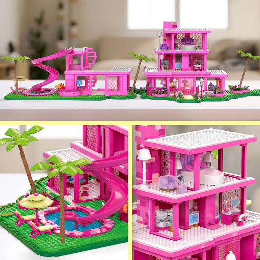 MEGA Barbie The Movie Juguetes de Construcción para Adultos, Réplica DreamHouse con 1795 Piezas, Micromuñecos Barbie y Ken y Accesorios, para Coleccionistas, HPH26