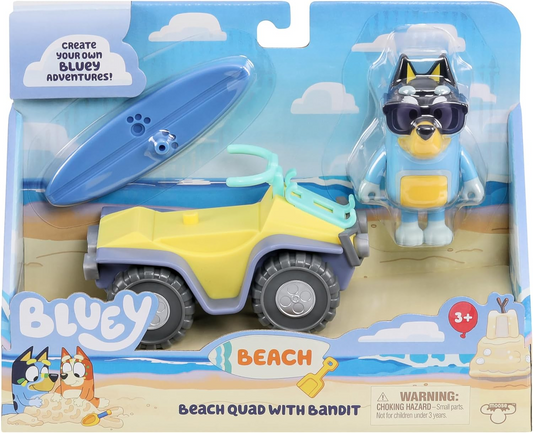 Bluey 17549 Vehículo Quad de Playa y Figura con Bandido, Multicolor