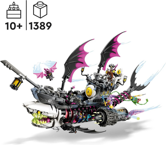 LEGO  71469 DREAMZzz Nightmare Shark Ship Set, Construa um Brinquedo de Navio Pirata de 2 Formas, Kit de Construção de Modelo de Barco dos Sonhos com Minifiguras Mateo, Izzie, Nova e Nightmare King, Brinquedos para Crianças, Meninas, Meninos