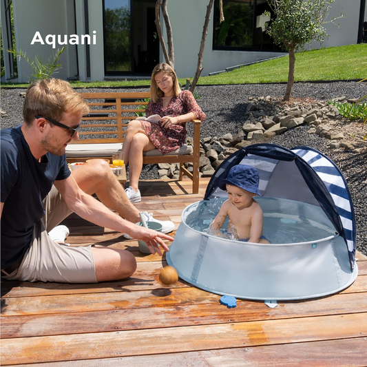 Babymoov Tenda de praia para bebês Aquani Pop Up e piscina infantil | Proteção solar anti-UV UPF 50+