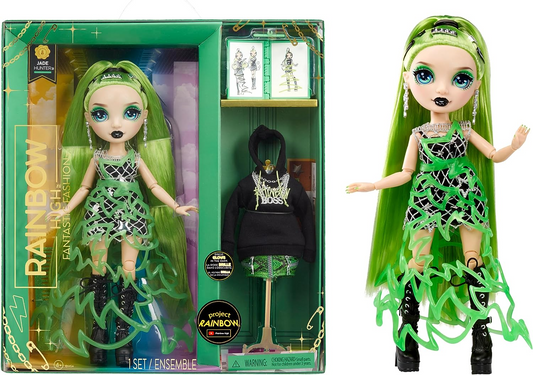 Rainbow High Fantástica boneca fashion - JADE HUNTER - Boneca fashion verde de 11" e playset com 2 roupas e acessórios de moda - Ótimo para crianças de 4 a 12 anos de idade