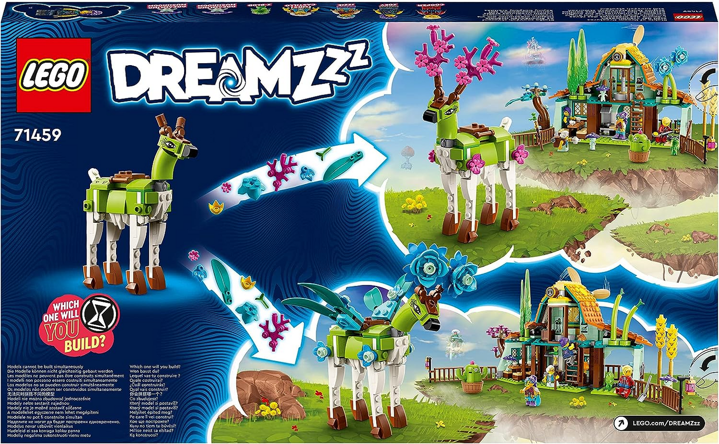 LEGO 71459 DREAMZzz Stable of Dream Creatures Set, brinquedo de fazenda de fantasia com figura de veado que pode ser construído de 2 maneiras, inclui 4 minifiguras de programas de TV, conjunto de animais míticos para crianças, meninas, meninos