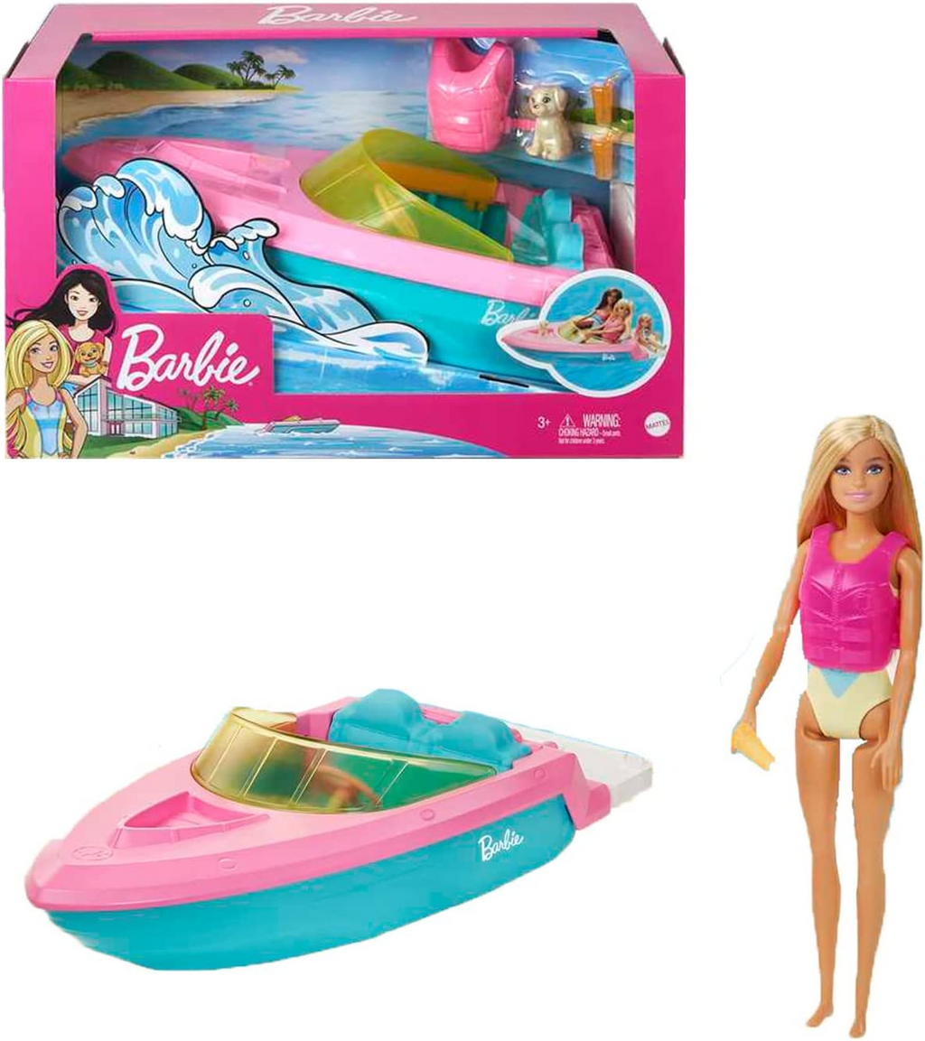 Boneca Barbie Barco Dos Sonhos Com Escorregador +20 Peças
