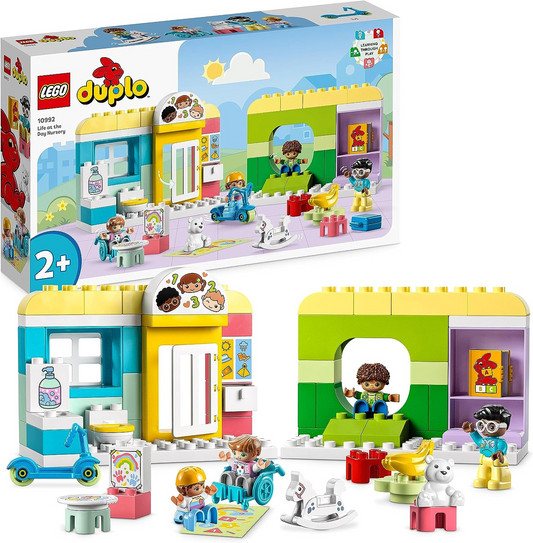 LEGO 10992 DUPLO Town Life en la Guardería, juguete educativo para niños a partir de 2 años, set de aprendizaje con ladrillos de construcción y 4 figuras, incl. maestra de preescolar