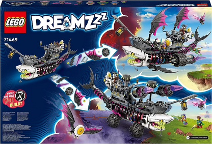 LEGO  71469 DREAMZzz Nightmare Shark Ship Set, Construa um Brinquedo de Navio Pirata de 2 Formas, Kit de Construção de Modelo de Barco dos Sonhos com Minifiguras Mateo, Izzie, Nova e Nightmare King, Brinquedos para Crianças, Meninas, Meninos
