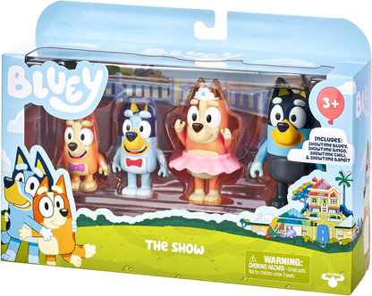 Bluey Pack de 4 compañeros de colegio; Figuras de acción coleccionables oficiales de Bluey de 2,5 a 3 pulgadas que incluyen a Jack, Pretzel y Mackenzie con sus propios accesorios para lonchera.