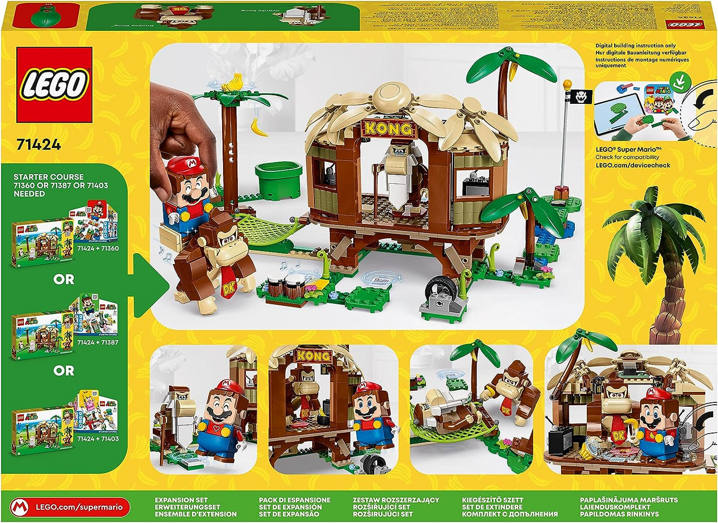 LEGO  71424 Conjunto de Expansão Casa na Árvore de Super Mario Donkey Kong, Brinquedo Construível Casa na Árvore com 2 Figuras de Personagem, Playset para Crianças, Meninos e Meninas de 8 anos ou mais, para Combinar com um Curso Iniciante