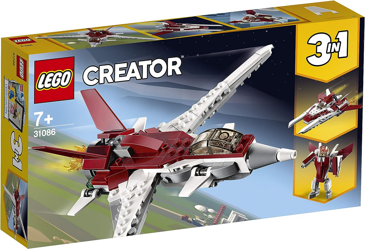 LEGO 31086 Creator Futuristic Flyer, Espaço e Robô 3 em 1 Conjunto de construção, Brinquedos de veículos para crianças de 7 anos ou mais