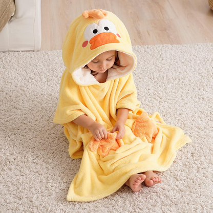 Bebamour  Toalhas com capuz para bebês Toalha 100% orgânica com capuz para meninos e meninas Toalha absorvente com capuz para crianças pequenas, 25" x 25", 0-6 anos, pato fofo