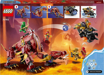 LEGO 71793 NINJAGO Brinquedo de dragão de lava transformador de onda de calor, conjunto da série Dragons Rising com figura de criatura mítica, além de minifiguras de Kai e Lloyd