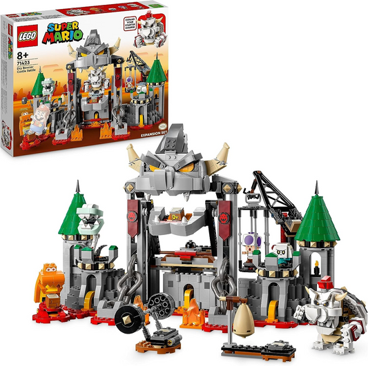 LEGO 71423 Super Mario Set de Expansión Batalla en el Castillo Seco de Bowser con 5 Personajes, Incluyendo Figuras de Sapo Púrpura, Planta Piraña de Hueso y Goomba, Juguete para Construir para Niños, Niños y Niñas a Partir de 8 Años