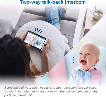 VTech Monitor de vídeo para bebês VM919HD, tela HD de 7 "720p, panorâmica e inclinação de 360 °, visão grande angular de 110 °, visão noturna HD, até 1.000 pés, branco, bateria para streaming de vídeo de até 7 horas