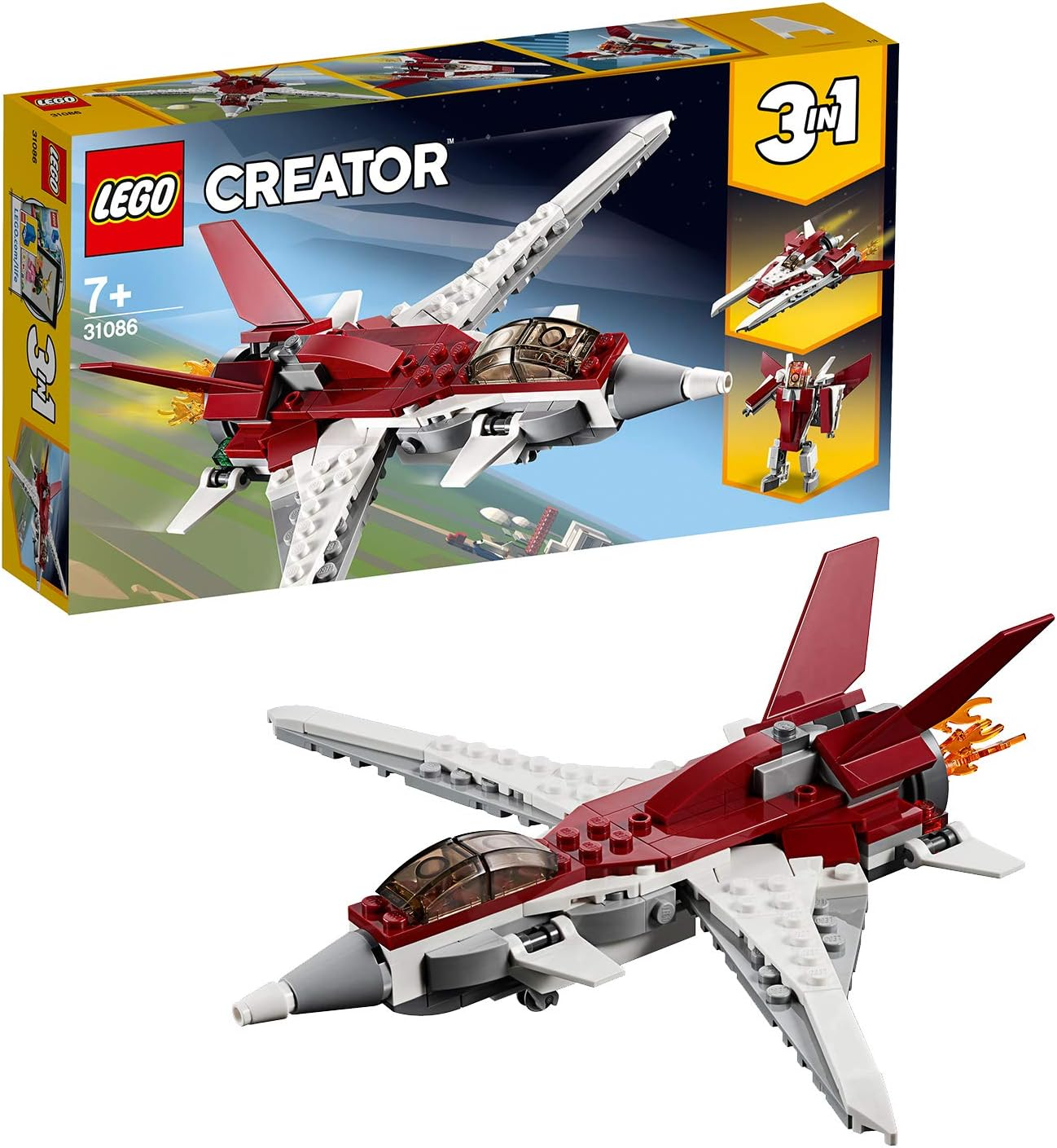 LEGO 31086 Creator Futuristic Flyer, Espaço e Robô 3 em 1 Conjunto de construção, Brinquedos de veículos para crianças de 7 anos ou mais