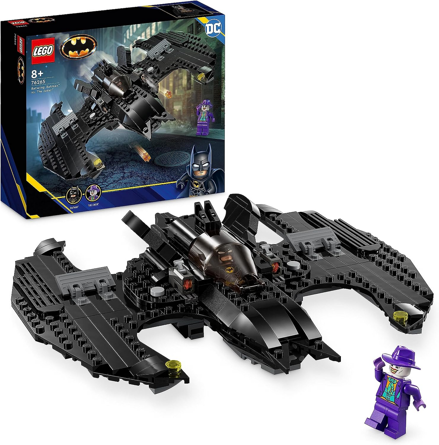 LEGO 76265 DC Batwing: conjunto Batman vs. The Joker, brinquedo icônico de avião do filme de 1989 com 2 minifiguras, conjunto clássico de super-heróis, ideia de presente de aniversário para crianças, meninos, meninas