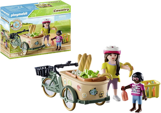 Playmobil 71306 Country Cargo Bike, transporte prático e ecológico e aventuras emocionantes, dramatização divertida e imaginativa, conjuntos de jogos adequados para crianças a partir de 4 anos