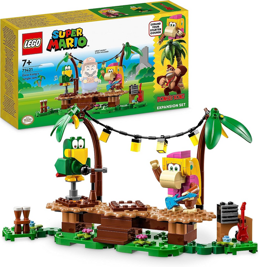 LEGO 71421 Super Mario Dixie Kong Jungle Jam Set de expansión con figuras de Dixie Kong y Squawks the Parrot, juguete para construir que combina con el curso inicial