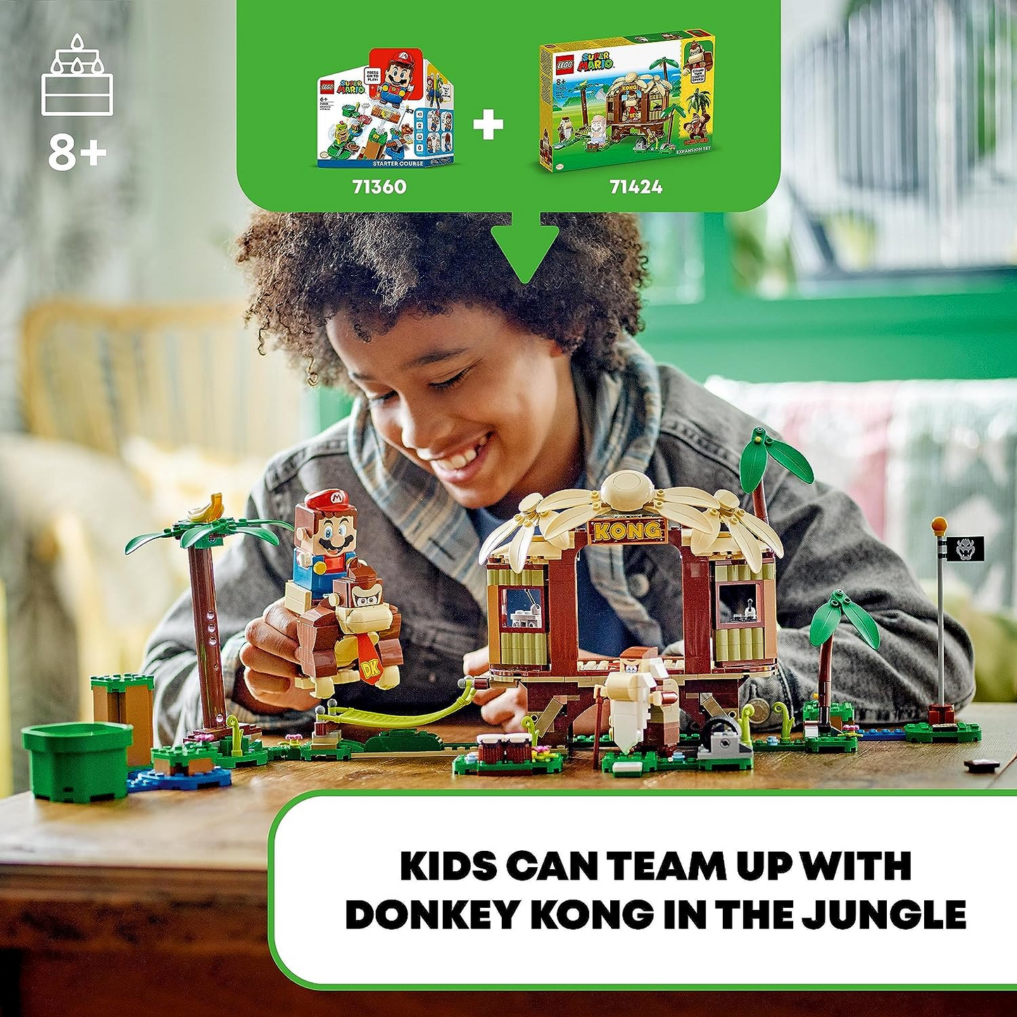 LEGO  71424 Conjunto de Expansão Casa na Árvore de Super Mario Donkey Kong, Brinquedo Construível Casa na Árvore com 2 Figuras de Personagem, Playset para Crianças, Meninos e Meninas de 8 anos ou mais, para Combinar com um Curso Iniciante