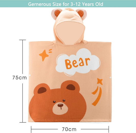 Bebamour  Toalhas de bebê com capuz 100% toalha com capuz vestível orgânica para meninos meninas toalha com capuz absorvente para crianças, 70x75cm, urso