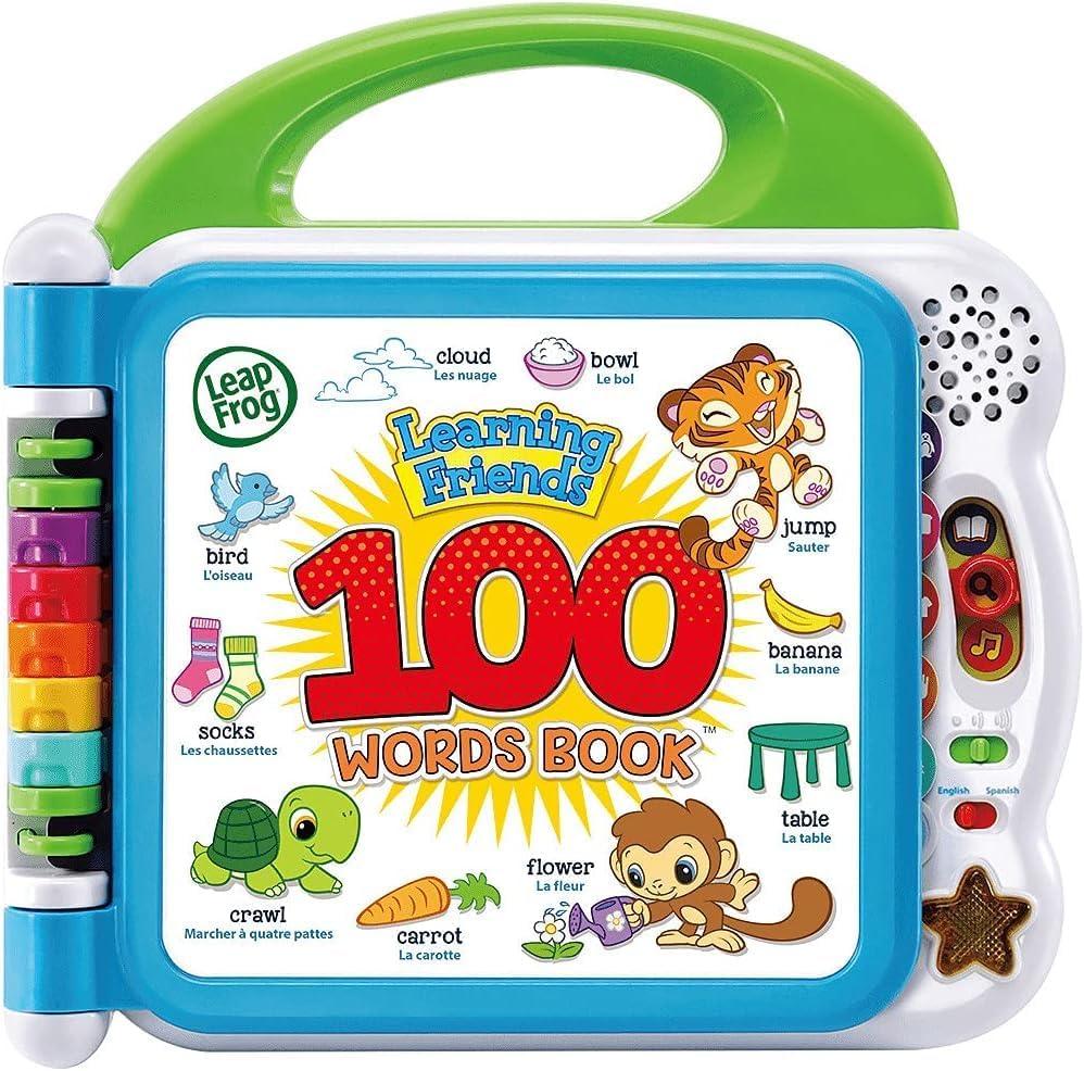 LeapFrog 601503 Learning Friends 100 palavras Livro para bebês Livro educacional e interativo bilíngue Brinquedo para crianças e pré-escola Meninos e meninas de 1, 2, 3, 4 anos ou mais, multicolorido, tamanho único