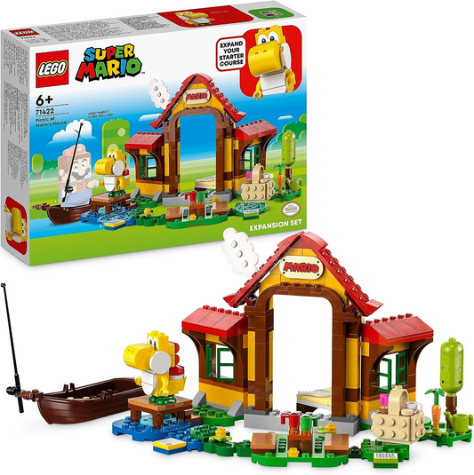 LEGO 71422 Super Mario's Picnic at Mario's House Expansion Set, Juguete para construir con figura de Yoshi amarilla, Idea de regalo para niños, niños y niñas a partir de 6 años, Combinado con curso inicial