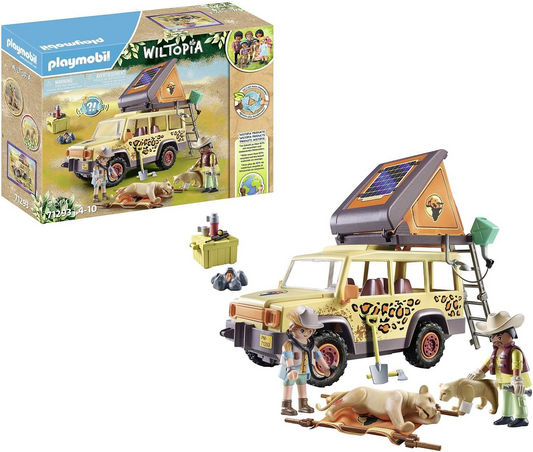 Playmobil  71293 Veículo todo-o-terreno de resgate Wiltopia, conjunto de animais aventureiros, brinquedo educativo feito de material sustentável, encenação divertida e imaginativa, conjuntos de jogos adequados para crianças a partir de 4 anos