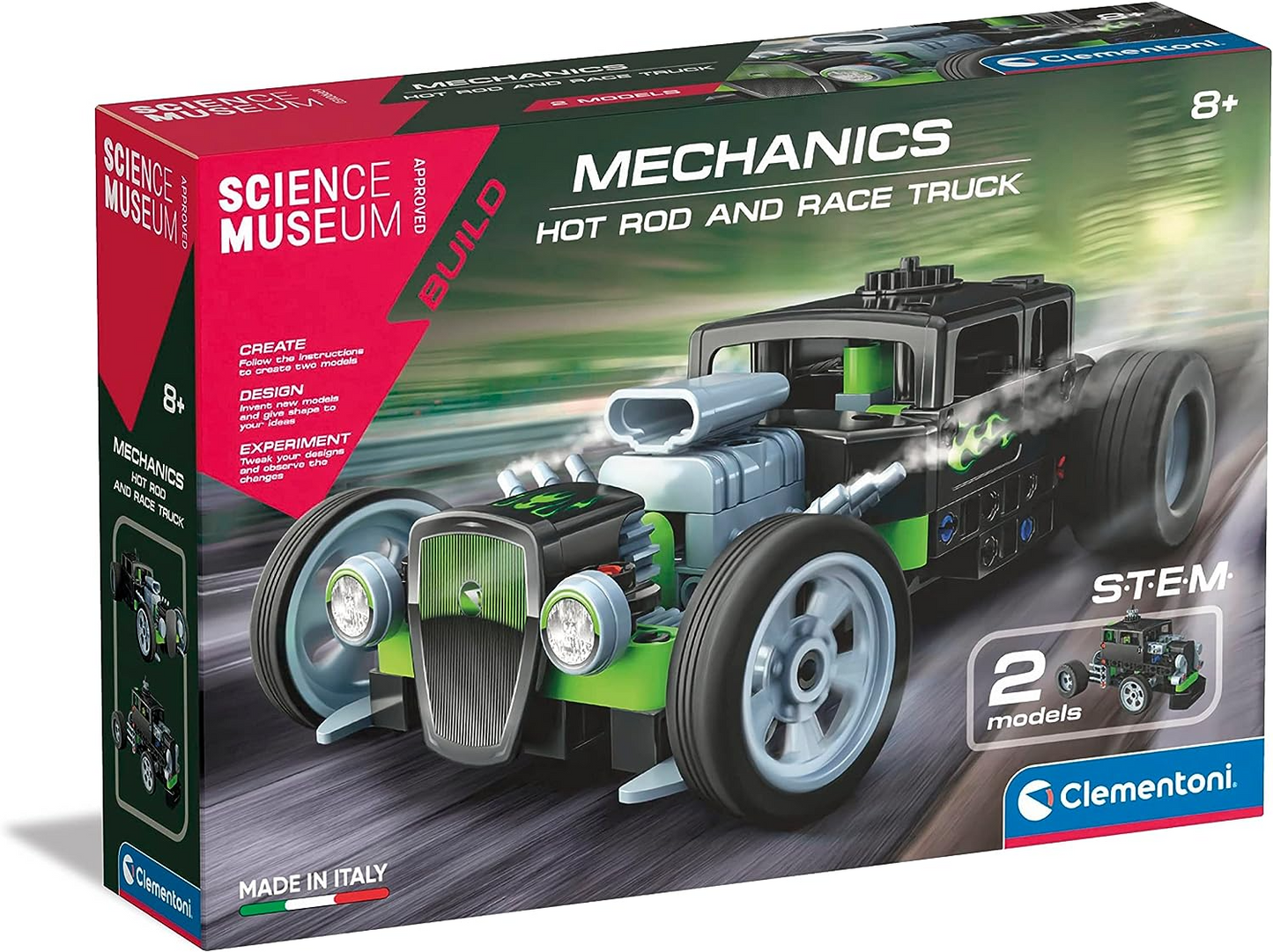 Clementoni 61382 Science Museum Mechanics-Buggy & Quad-Building Set, Kit Científico para Crianças de 8 Anos, Brinquedos STEM, Versão em Inglês Feito na Itália, Multicolorido