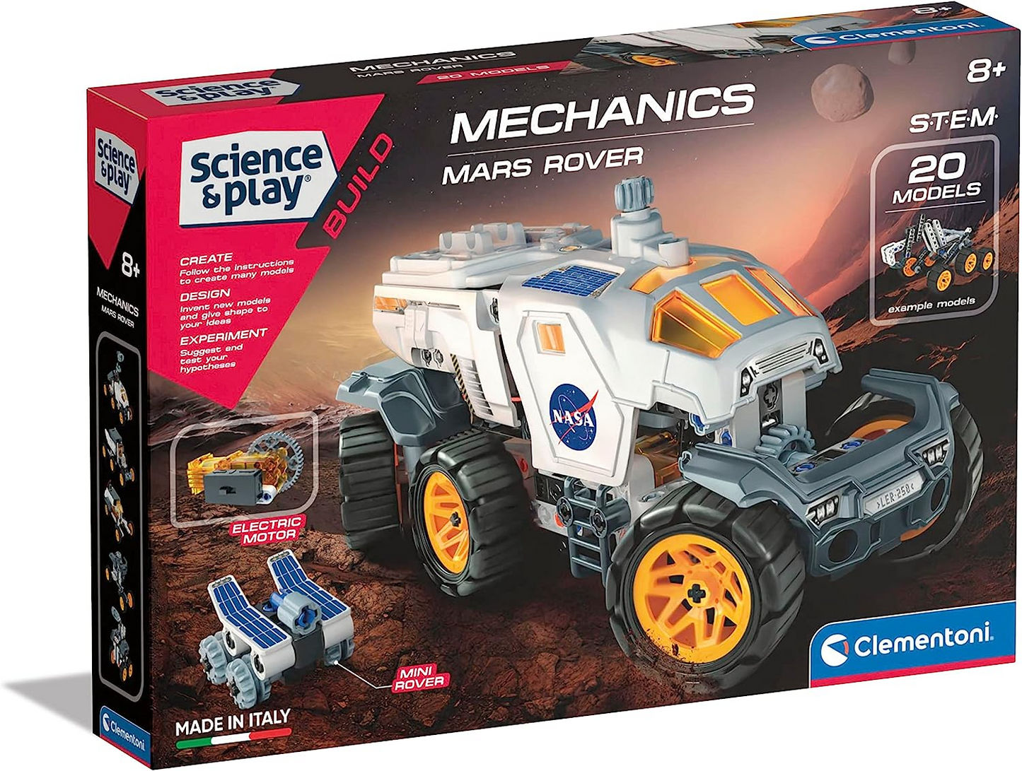 Clementoni  61550 - Ciência e diversão - NASA Rover - Conjunto de construção, brinquedos científicos, kit de ciências para crianças de 8 anos, brinquedos STEM, versão em inglês