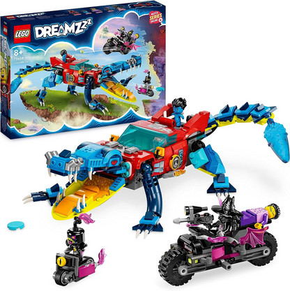 LEGO 71458 DREAMZzz Crocodile Car Toy 2in1 Set, Construa um Dream Monster Truck ou Croc Car Vehicle, Inclui Minifiguras de Cooper, Jayden e Night Hunter, Presente para Crianças, Meninos e Meninas com mais de 8 anos