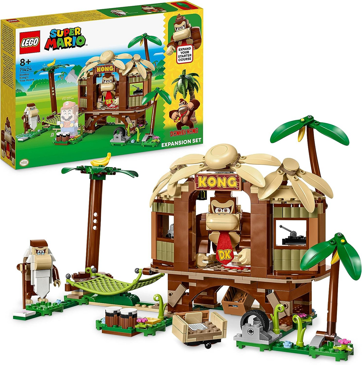 LEGO 71424 Super Mario Donkey Kong Set de Expansión Casa del Árbol, Casa del Árbol para Construir con 2 Figuras de Personajes, Set de Juego para Niños, Niños y Niñas a Partir de 8 Años, para Combinar con un Curso para Principiantes